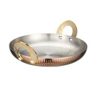 XYUERU Paellera, sartén de acero inoxidable de doble asa, wok for cocinar queso, sartén for cocinar, utensilios de cocina for restaurantes en casa(Gold,18 cm)