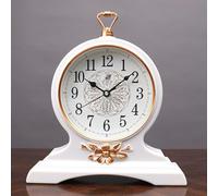 XYUERU Reloj de sobremesa, Reloj de Mesa Retro silencioso de Madera con Pilas for decoración de Sala de Estar, Oficina, Mesa, Estante y hogar(White)