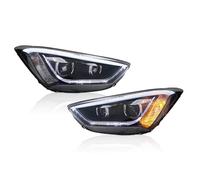 XYUOIS Conjunto faro delantero coche Compatible Con Hyundai Para Santa Fe Para IX45 2013 2014 2015 Conjunto De Faros Delanteros DRL Demon Eyes Lámpara De Señal Luces De Coche Faro Delantero(No bulb)