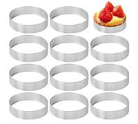 Xyvor 12 Piezas Moldes Perforados Tartaletas, Ø 6cm Anillos para Tartas de Acero Inoxidable 430, Aros de Pasteleria Perforados, Anillo para Tartas, Moldes para Tartas Pasteles Mini Pizzas Muffins