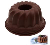 Xyvor Molde Bizcocho Horno, Ø 24 cm, Molde Silicona Bizcocho de Cake, Antiadherente, Moldes de Silicona Reposteria, Apto para Lavavajilla, Moldes Savarin, para Pasteles, Gelatinas, Pan, Marrón Oscuro