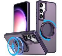 XYWCAI Funda para Samsung Galaxy S25 FE (6.7 Pulgadas), Soporte de Anillo Magnético Invisible 360°, Protección de Grado Militar Carcasa, PC/TPU Mate Antihuellas y Antirayaduras Púrpura