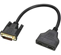 XYWHPGV Divisor DVI a HDMI 1 en 2 salidas macho a cable hembra dual 1 pie 30 cm negro para proyector HDTV(8f847 0bb97 493bc eda8a e5610 4390d