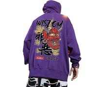 XYXIONGMAO Graphic Hoodies para Hombres con Capucha Japonesa Streetwear de Gran tamaño Negro Blanco Fantasma Hip Hop Bueno y Mal