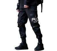 XYXIONGMAO Pantalones deportivos tácticos de moda para hombre, estilo hip-hop, estilo cargo, color negro, Negro -, X-Large
