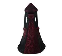 XYYYHTL Vestido Gotico Mujer Retro Medieval para con Mangas Trompeta Victoriana Vestido De Reina Renacentista Carnaval Disfraz Halloween Mujer Vampiresa Disfraz