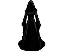 XYYYHTL Vestido Medieval Gotico Disfraz Halloween Vampiresa Brujo Traje Medieval Cosplay Anime Fiesta Mujer