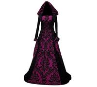 XYYYHTL Vestido Medieval Gotico Disfraz Halloween Vampiresa Brujo Traje Medieval Cosplay Anime Fiesta Mujer