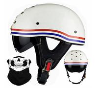 XYYYM Casco Moto Abierto Jet Retro, Alemán Casco de Media Carcasa Hombre Mujer con Mascarilla, ECE Homologado Casco Motocicleta Scooter Crucero Urbano Ligero Alemán, 54-63cm