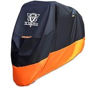 XYZCTEM - Cubierta para motocicleta, protección impermeable para todas las estaciones, se adapta a motocicletas de turismo, choppers y cruceros de hasta 2.9 m, amplia protección (XXXL, negro/naranja)