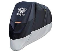 XYZCTEM Funda para Motocicleta Impermeable (para Todas Las Estaciones protección al Aire Libre Ajuste de precisión para Bicicletas Tour de 116 Pulgadas cortadoras y Cruisers XXXL) Negro y Plateado