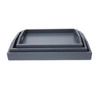 XZ-22115 Bandeja para Servir,Juego de 3 Bandeja Madera Rectangular con Mango,Material de Madera Robusta Natural (Negro)