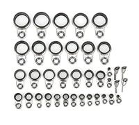 Xzcvalimn 37 Pcs Fishing Rod Guides Top Tip Ring Kit, Telescopic Surf Casting Rod Guides with Ceramic Rings and Stainless Steel Frames, Wear Resistant Fishing Rod Eyes Repair Set for Raft Li