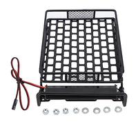 Xzcvalimn Portaequipajes para Techo de Coche RC, de Hierro Negro, Resistente, portaequipajes para Techo RC con 8 Luces LED Blancas, Ajuste Universal para Coches de Control Remoto Traxxas, AX