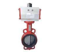 XZCZSXBS Válvula de Mariposa con actuador neumático Doble Efecto, Tipo Wafer, Hierro Fundido, Asiento Caucho EPDM 3 Pulgadas y PN16, DN80