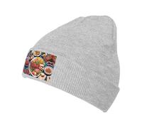 XZDAL A Delicious Feast Gorro de punto cálido negro para mujer, suave y cómodo, gorro de invierno con forro polar, gris, Talla única