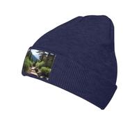 XZDAL A Hiking Trails Gorro de punto cálido negro para mujer, suave y cómodo, gorro de invierno con forro polar, azul marino, Talla única
