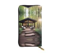 XZDAL A Outdoor Escape - Cartera larga de cuero con ranuras para tarjetas, bolsillo para dinero en efectivo y sección de monedas con cremallera