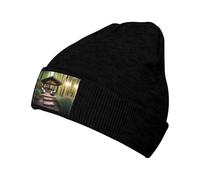 XZDAL A Outdoor Escape Gorro de punto cálido negro para mujer, suave y cómodo, gorro de invierno con forro polar, Negro, Talla única