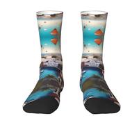 XZDAL A Travel Dreams - Calcetines unisex de media pantorrilla, de poliéster, transpirables, respetuosos con la piel, color blanco, 2 Negro-2, Altoa única
