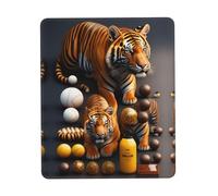 XZDAL Alfombrilla de mouse con borde de bloqueo de goma gruesa multicolor de dos tigres, 10 x 12 pulgadas, para oficina, juegos, estudio y escritorio de trabajo