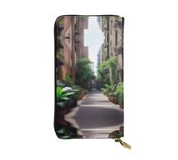 XZDAL aUrban Jungle - Cartera larga de cuero con ranuras para tarjetas, bolsillo para dinero en efectivo y sección de monedas con cremallera