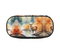 Xzdal Deer by The River - Estuche impreso para guardar artículos de papelería o cosméticos, para satisfacer diversas necesidades de almacenamiento, Black, Talla única, Estuche de belleza