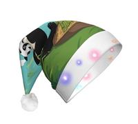 XZDAL Dos bonitos pandas grandes de Navidad con luces para adultos, accesorios de disfraz de Papá Noel