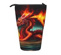 XZDAL Dragon King in Fire - Estuche para lápices con diseño expandible, portátil y ligero, almacenamiento para artículos de papelería, objetos pequeños