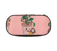 Xzdal Estuche con estampado de semillas de girasol y fresas para guardar artículos de papelería o cosméticos, para satisfacer diversas necesidades de almacenamiento, Black, Talla única, Estuche de