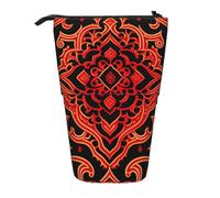 XZDAL Estuche con patrón simétrico de Batik con diseño expandible, portátil y ligero almacenamiento para artículos de papelería, objetos pequeños