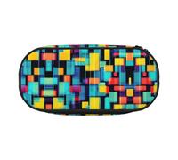 Xzdal Estuche cuadrado con diagrama geométrico impreso para guardar artículos de papelería o cosméticos, para satisfacer diversas necesidades de almacenamiento, Black, Talla única, Estuche de belleza