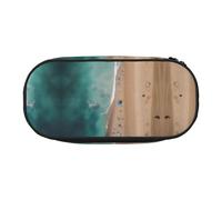 Xzdal Estuche impreso con vista aérea de la playa para guardar artículos de papelería o cosméticos, para satisfacer diversas necesidades de almacenamiento, Black, Talla única, Estuche de belleza