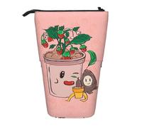 XZDAL Estuche para lápices de semillas de girasol y fresas con diseño expandible, portátil y ligero, almacenamiento para artículos de papelería, objetos pequeños