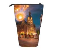 XZDAL Fiery Red Street - Estuche para lápices con diseño expandible, portátil y ligero, almacenamiento para artículos de papelería, objetos pequeños