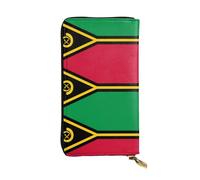 XZDAL Flag of Vanuatu - Cartera larga de cuero con ranuras para tarjetas, bolsillo para dinero en efectivo y sección de monedas con cremallera