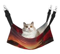 XZDAL Hamaca de rosas rojas suaves aterciopeladas al atardecer L para gatos y mascotas, ajustable con ganchos de metal, doble cara para máxima comodidad