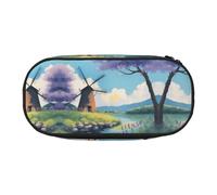 Xzdal Hermoso estuche con estampado de molino de viento para guardar artículos de papelería o cosméticos, para satisfacer diversas necesidades de almacenamiento, Black, Talla única, Estuche de belleza