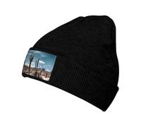 XZDAL Hermoso gorro de punto cálido de cactus negro para mujer, suave y cómodo, gorro de invierno con forro polar, Negro, Talla única