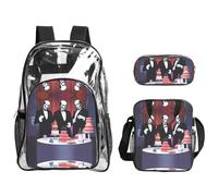 XZDAL Juego de mochila de PVC transparente Phantom Party para almuerzo, estuche para lápices, ligero para viajes y trabajo