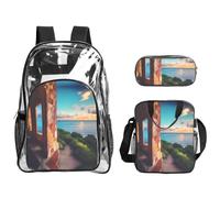 XZDAL Juego de mochila de PVC transparente Travel Dreams para almuerzo, estuche ligero para viajes y trabajo