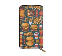 XZDAL Lots of Tasty Food - Cartera larga de cuero con ranuras para tarjetas, bolsillo para dinero en efectivo y sección de monedas con cremallera