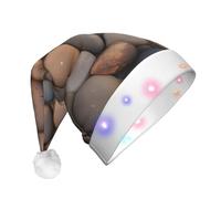 XZDAL Pebbles in the beach - Sombrero decorativo iluminado de Navidad para adultos, accesorios de disfraz de Papá Noel