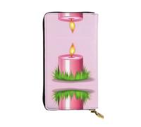 XZDAL Pink Candle - Cartera larga de piel con ranuras para tarjetas, bolsillo para dinero en efectivo y sección de monedas con cremallera