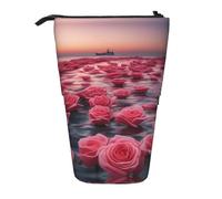 XZDAL Roses by The Sea - Estuche para lápices con diseño expandible, portátil y ligero, almacenamiento para artículos de papelería, objetos pequeños