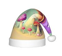 XZDAL Sombrero de Santa con diseño de hongos de ensueño morado para fiesta de vacaciones, accesorios de disfraces, decoración