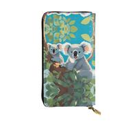 XZDAL Two Happy Koalas - Cartera larga de cuero con ranuras para tarjetas, bolsillo para dinero en efectivo y sección de monedas con cremallera