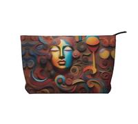 XZDCAL a Artistic Wonder - Bolsa de maquillaje de pana con forro resistente para viajes y uso diario, color negro, talla única, Black, Talla única