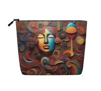 XZDCAL a Artistic Wonder - Bolsa de maquillaje de una sola capa con aspecto de lino con cremallera que garantiza tus necesidades diarias o de viaje, color negro, talla única, Black, Talla única