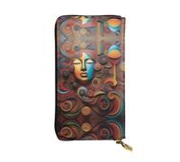 XZDCAL A Artistic Wonder - Cartera larga de piel para niñas y mujeres con múltiples compartimentos, color negro, talla única, Black, Talla única